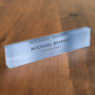 Elegantes Blue Metallic Beruflich Business Namensplakette