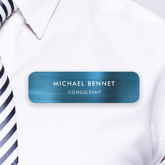 Elegantes Blue Metallic Beruflich Business Namensschild