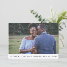 Elegantes Blue Modern Foto Hochzeit Save The Date