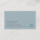 Elegantes Blue Modern Monogram Luxury Pearl Finish Visitenkarte (Rückseite)