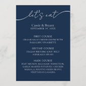 Elegantes Blue Modern Script Wedding Menu Menükarte (Vorderseite)