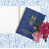 Elegantes Blue Monogram Luxe Texture Gold Lettern Planer