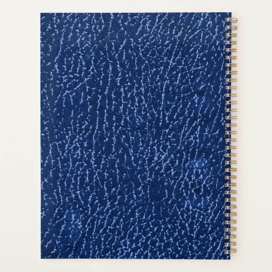 Elegantes Blue Monogram Luxe Texture Gold Lettern Planer (Rückseite)