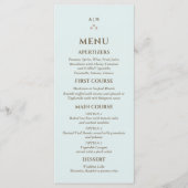 Elegantes Blue Monogram Pearl Wedding Menu Menükarte (Vorderseite)
