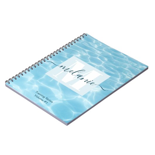 Elegantes Blue Monogram Swimming Training Notizblock (Linke Seite)
