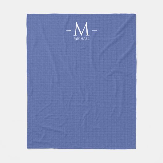 Elegantes Blue Monogram Template Custom Medium Fleecedecke (Vorderseite)