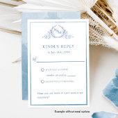 Elegantes Blue Monogram und Watercolor Wedding RSV RSVP Karte