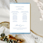 Elegantes Blue Monogram Watercolor Hochzeitsprogra