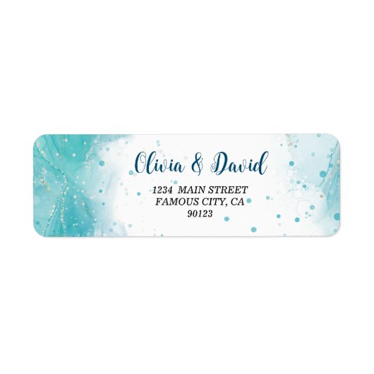 Elegantes Blue Ocean Address Label (Vorne)