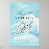 Elegantes Blue On Cloud 9 Baby Dusche Begrüßungsze Poster (Vorne)