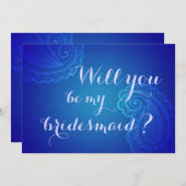 Elegantes Blue Paisley wird meine Bridesmaid sein Einladung (Vorne/Hinten)