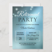 Elegantes Blue Party Lights Pension Einladung (Vorderseite)