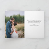 Elegantes Blue Peony Floral Wedding Foto geklappt Dankeskarte (Innenseite)