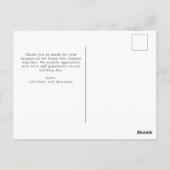 Elegantes Blue Peony Floral Wedding Foto Vielen Da Postkarte (Rückseite)