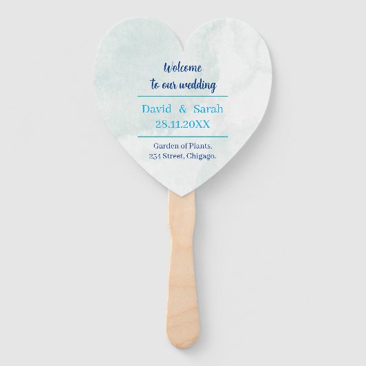 Elegantes Blue Personalisiert Wedding Programm Fächer (Vorderseite)