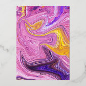 Elegantes Blue Pink Galaxy Abstrakte Kunst Hochzei Folieneinladung (Rückseite)