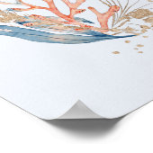 Elegantes Blue Pink & Gold Coral Themed Sea Poster (Ecke)
