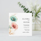 Elegantes Blue & Pink Watercolor Einladung zur Hoc (Stehend Vorderseite)