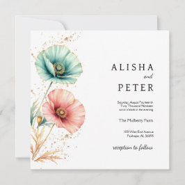 Elegantes Blue & Pink Watercolor Einladung zur Hoc