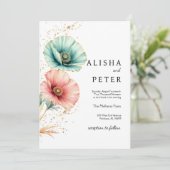 Elegantes Blue & Pink Watercolor Einladung zur Hoc (Stehend Vorderseite)