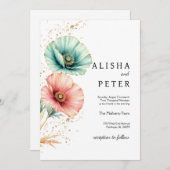 Elegantes Blue & Pink Watercolor Einladung zur Hoc (Vorne/Hinten)