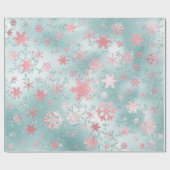 Elegantes Blue Pink Weihnachten Snowflake Muster Geschenkpapier (Flach)