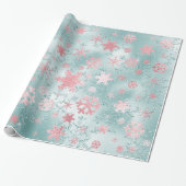 Elegantes Blue Pink Weihnachten Snowflake Muster Geschenkpapier (Ungerollt)