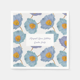 Elegantes Blue Poppy Birthday Garden Party Serviette