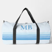 Elegantes Blue Retro Streifen Monogramm Duffle Bag (Vorderseite)