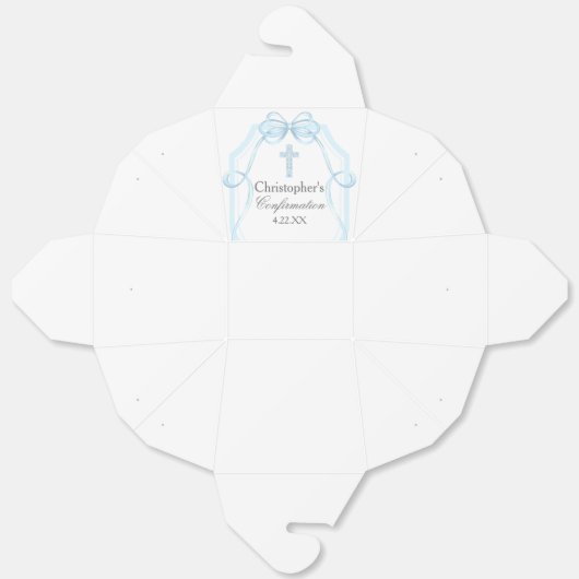 Elegantes Blue Ribbon Bow Confirmation Party Geschenkschachtel (Ungefaltet)