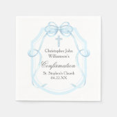 Elegantes Blue Ribbon Bow Confirmation Party Serviette (Vorderseite)
