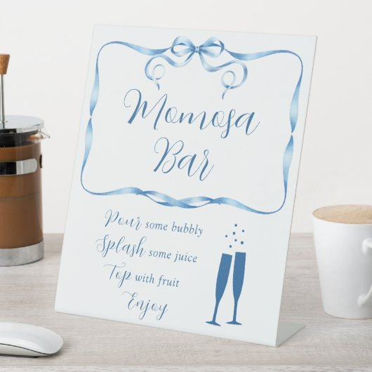 Elegantes Blue Ribbon Momosa Bar Pedestal Zeichen Sockelschild (In Situ)