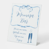Elegantes Blue Ribbon Momosa Bar Pedestal Zeichen Sockelschild (Vorderseite)