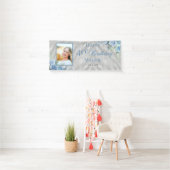 Elegantes Blue Rose Blumenrahmen 40. Geburtstag Pa Banner (Insitu)