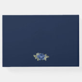 Elegantes Blue Rose Gold Blumenbeerdigung Foto Gästebuch (Rückseite)