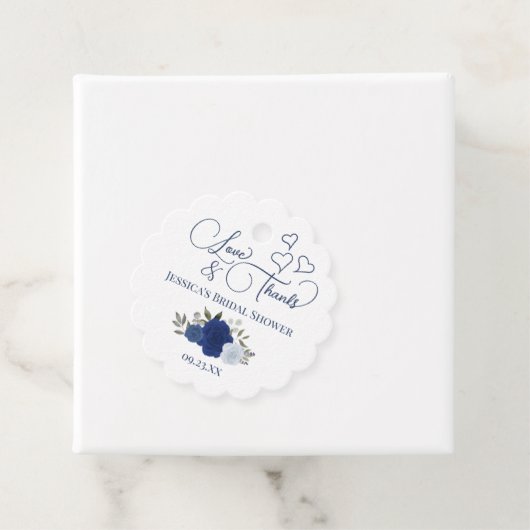 Elegantes Blue Rose Liebe & Danke Brautparty Geschenkanhänger (Beispiel)
