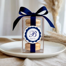 Elegantes Blue Scalloped Monogram