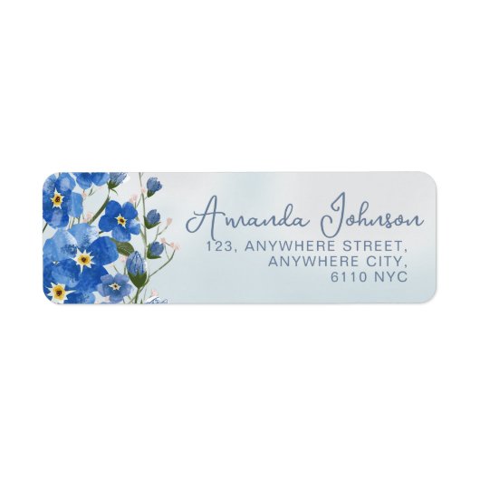 Elegantes Blue Script Botanical Watercolor (Vorne)