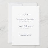 Elegantes Blue Script-Foto Save The Date (Rückseite)