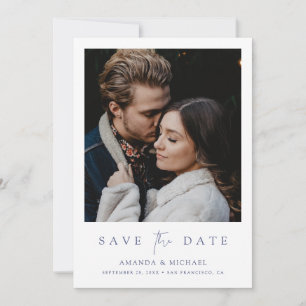 Elegantes Blue Script-Foto Save The Date