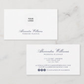 Elegantes Blue Script Modernes Berufliches Logo Visitenkarte (Vorne/Hinten)