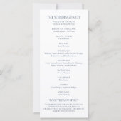 Elegantes Blue Script Modernes Hochzeitsprogramm (Rückseite)