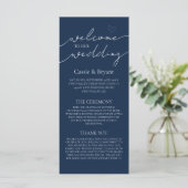 Elegantes Blue Script Modernes Hochzeitsprogramm (Stehend Vorderseite)