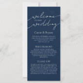 Elegantes Blue Script Modernes Hochzeitsprogramm (Vorderseite)