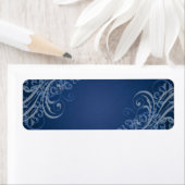 Elegantes Blue Scroll Blue Blank Address Label (Insitu)