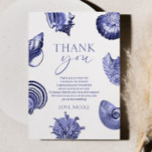 Elegantes Blue Seashell Brautparty Dankeskarte