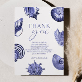 Elegantes Blue Seashell Brautparty Dankeskarte