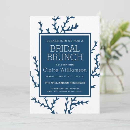 Elegantes Blue Seaweed - Bridal Brunch im Stil der Einladung (Stehend Vorderseite)