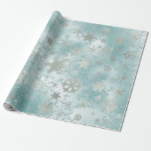 Elegantes Blue Silver Christmas Snowflake Muster Geschenkpapier (Ungerollt)