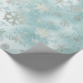 Elegantes Blue Silver Christmas Snowflake Muster Geschenkpapier (Ecke)